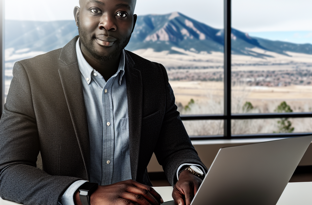 Businessman reviewing online reputation and search visibility metrics on a laptop in a modern office