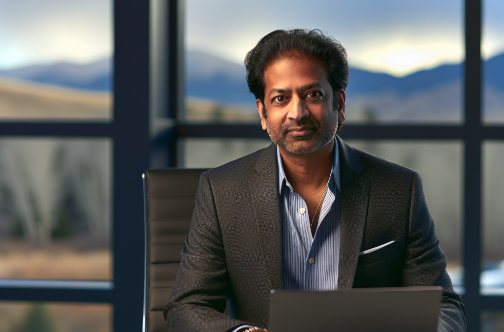 Entrepreneur in a modern office in Western Colorado reviewing business strategy