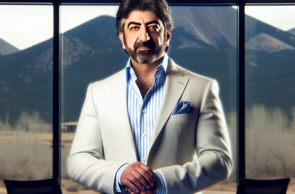 Entrepreneur in a modern office in Western Colorado reviewing local business marketing analytics